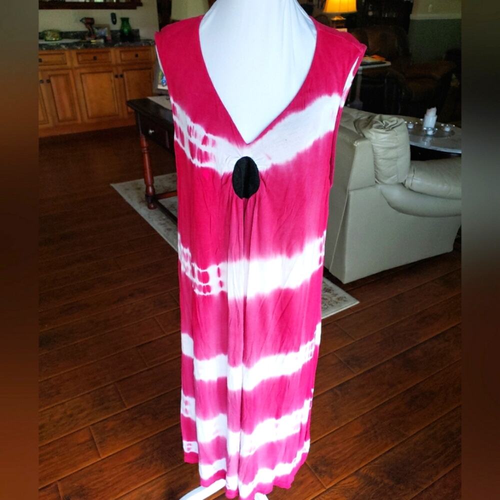 No name tie dye red, white and blue dress‎